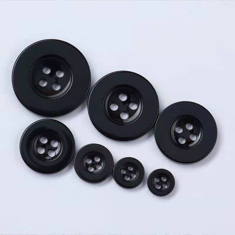 Spot Resin Wide-Brimmed Button Windbreaker round Button White Black Four-Eye Resin Button Factory Wholesale