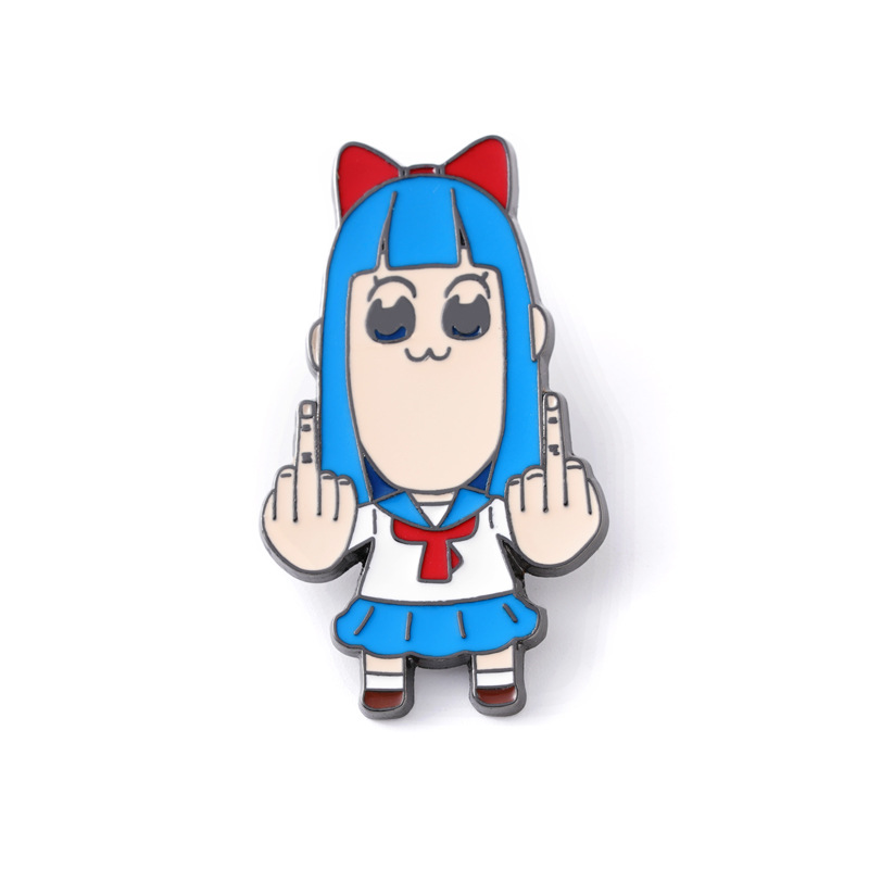 日本动漫同人 pop子和pipi美的日常中指恶搞胸针合金装饰品徽章