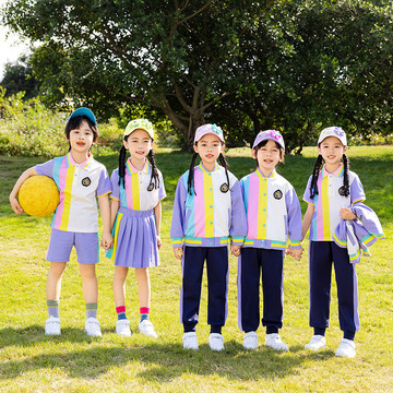 小学生校服一年级班服运动会幼儿园园服夏季三四件春秋套装款紫色