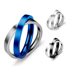 跨境热销 3MM减压转动不锈钢情侣戒指 欧美小众钛钢双环转动戒指