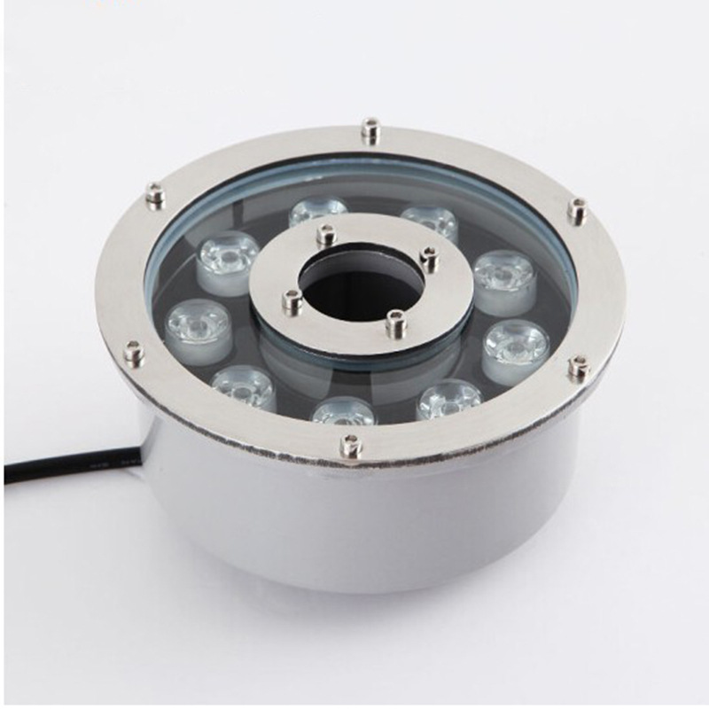 喷泉灯led水下中孔旱涌泉灯6w9w七彩变色水池灯景观射灯环形圆形