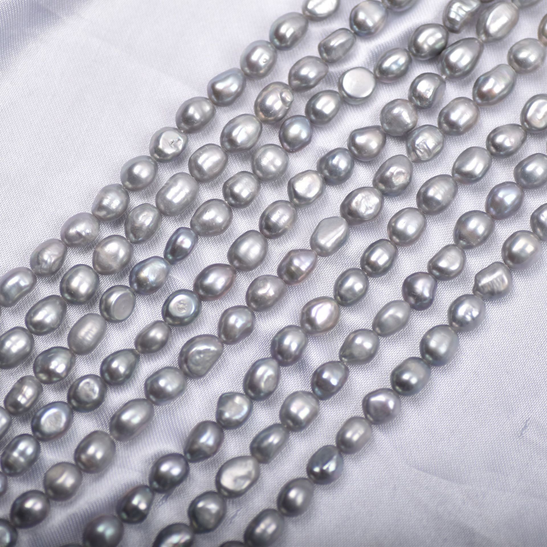 天然淡水强光巴洛克珍珠 灰色两面光直孔不规则异形散珠diy饰品