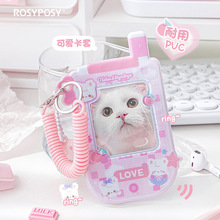 RosyPosy电话造型PVC卡套挂饰 小猫小狗可爱学生校园公交卡文件套