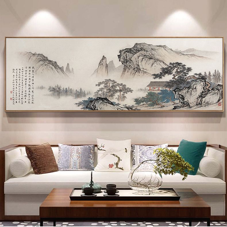 6成交47件国画山水画富春山居图中式客厅装饰画办公室传世名画水墨挂