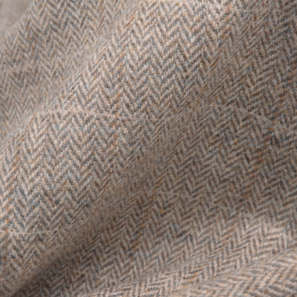 全毛质感驼白燕麦混色人字呢毛纺布料 秋季西装外套款羊毛面料