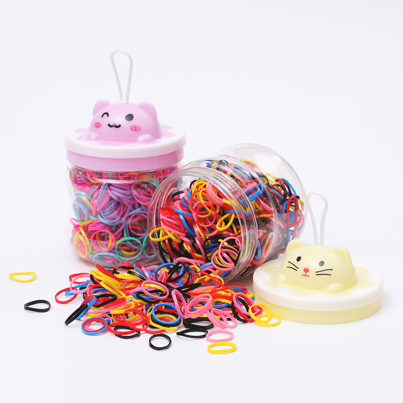 Korean Style Disposable Hair Band Rainbow Color Not Easy to Break Children's Rubber Band Braid Durable Canned Little Hair Ring Wholesale