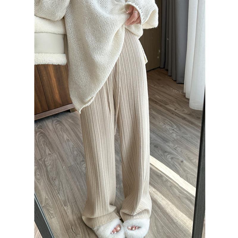 Korean Style Knitted Wide-Leg Pants Women's Autumn and Winter 2023 New High Waist Drooping Straight Idle Style Grandma Mop Pants