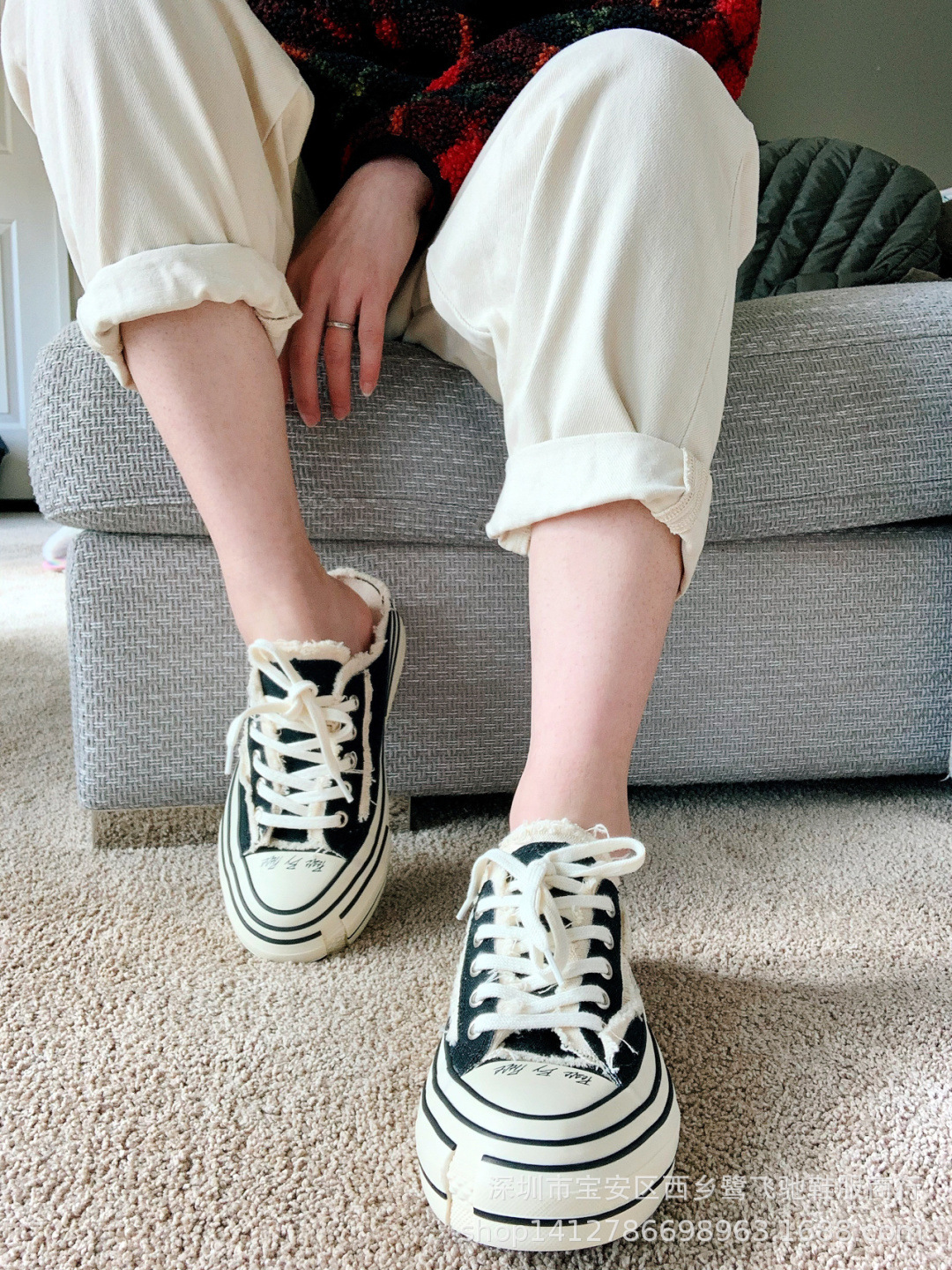 原版吴建豪xvessel半拖帆布鞋硫化鞋女全夜光底女鞋厚底乞丐鞋男