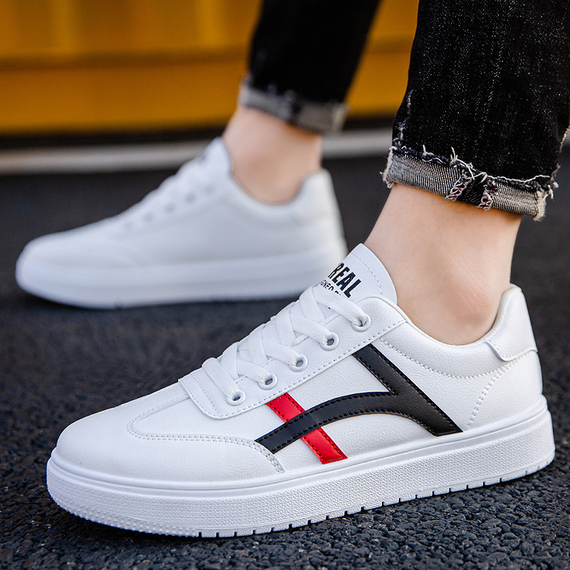 新款男低帮鞋板鞋学生鞋男生小白鞋青少年潮鞋时尚百搭系带休闲鞋
