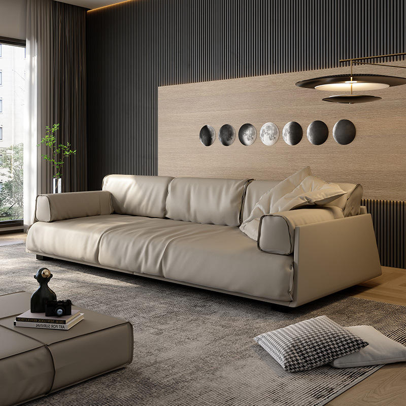 意大利轻奢真皮沙发直排三人位家具纳帕头层牛皮意式沙发客厅简约