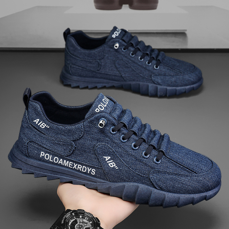 凡东男鞋牛仔布鞋2024夏季新款一脚蹬透气休闲鞋时尚防滑工作