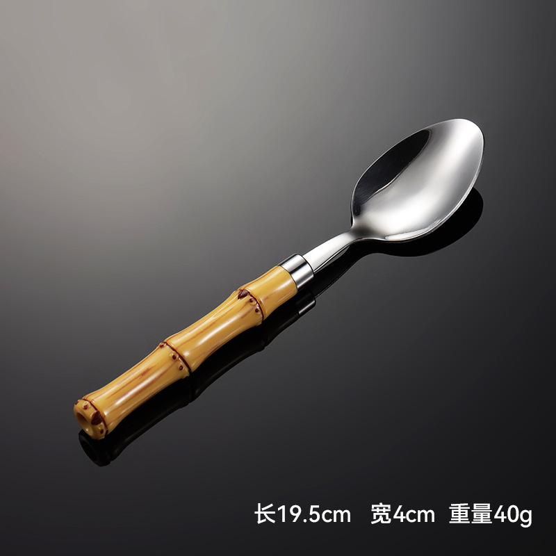 Stainless Steel Bamboo Joint Knife, Fork and Spoon Plug Handle Western Tableware