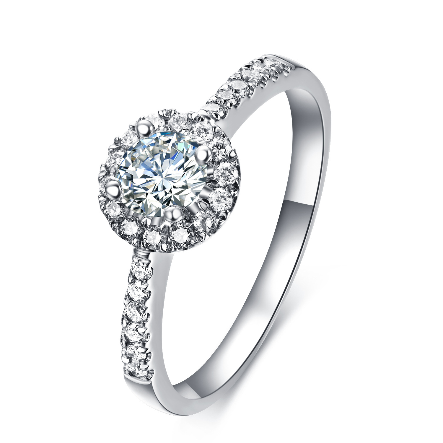 钻石戒指女钻戒18k金群镶圆形结婚钻戒gia证书裸钻支持复检戒指