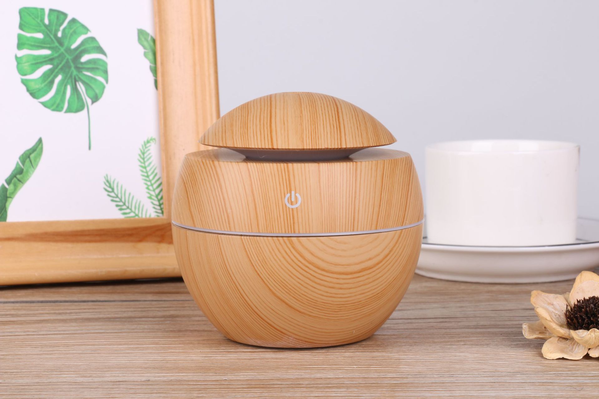 Direct Sales Water Drop Mushroom Colorful Light USB Light Wood Grain Peach Wood Car round Large Capacity Humidifier