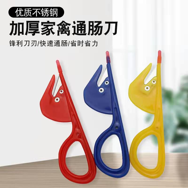 Stainless Steel Thickened Plastic Handle Poultry Sausage Knife Chicken Duck Intestines a Goose Knife Scissors Sausage Punch Knife Fish Maw Opening Knife Tool