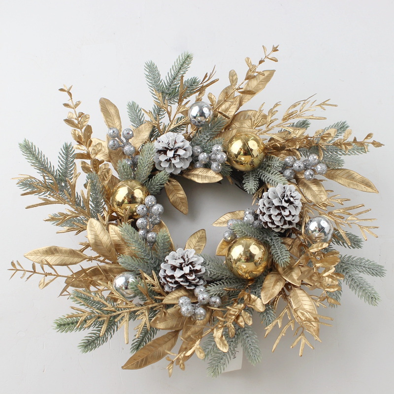 新款圣诞节花环藤条饰品 圣诞节日家居装扮门挂用品跨境亚马逊