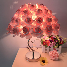 水晶台灯创意婚房装饰长明床头灯送闺蜜温馨玫瑰花结婚生日礼物品