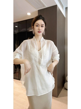 新中式女装中国风白色精致连衣裙子2023初秋装新款套装