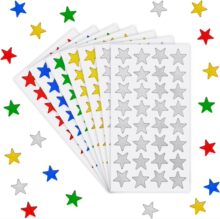 亚马逊爆品铝箔星星标签贴纸镭射五角星彩色贴画装饰奖励儿童个性