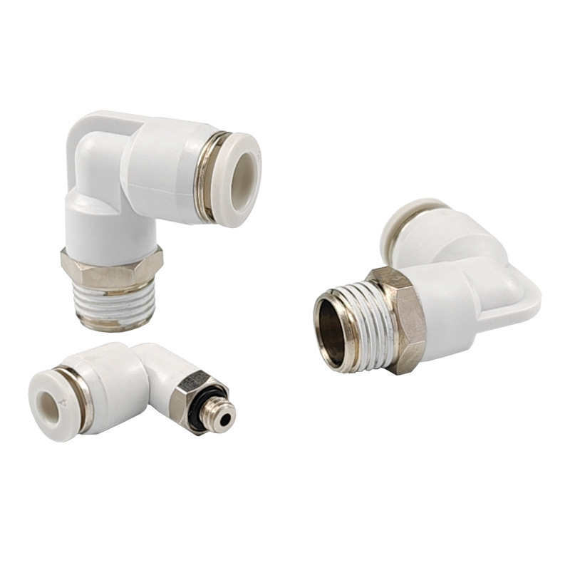 Copper Pipe Pneumatic Fast Connector 90 Degrees Square Bent White Quick Plug Connector PL8-02/10-03mm6-01