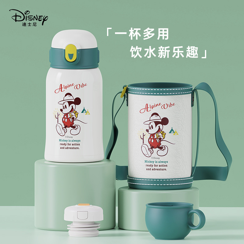 Disney Children's Thermos Mug 316 Stainless Steel Student Double Drink Straw Cup Good-looking Travel Kettle