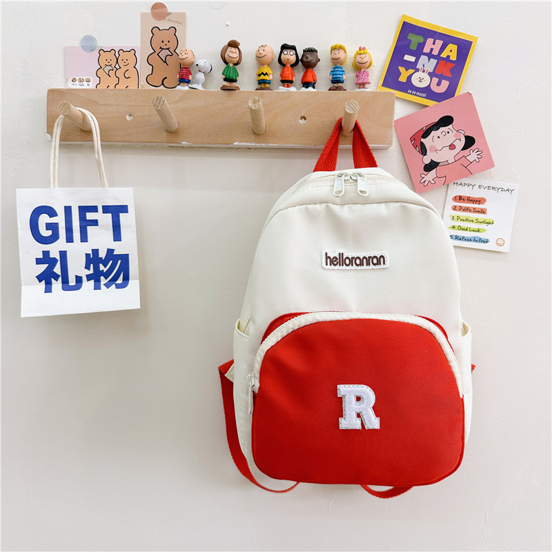 2023 Summer New Children's Bags Fashion Color Contrast Oxford Cloth Backpack Kindergarten Boys and Girls Leisure Schoolbag