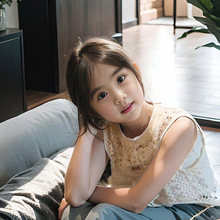 韩国夏装绣花2024夏季新款女童时尚款假两件镂空时髦钩花背心儿童