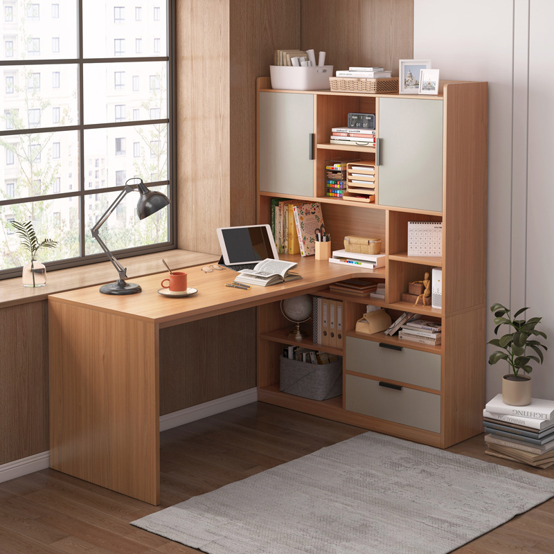 书桌转角拐角台式电脑桌书架一体出租屋卧室学生学习家用写字桌子