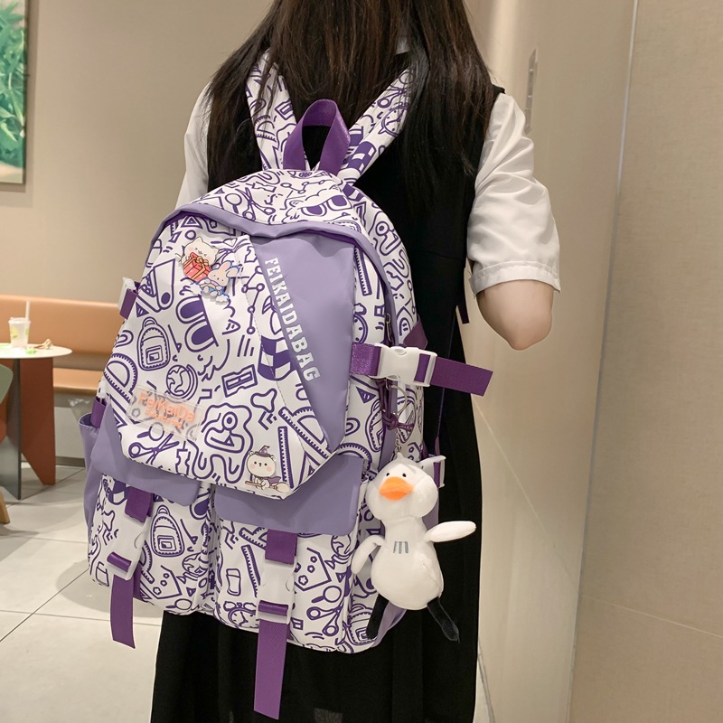 Junior High School Schoolbag Female Middle School Student Girl Backpack Ins Style Cute Girl Primary School Student Three to Six Grade Backpack