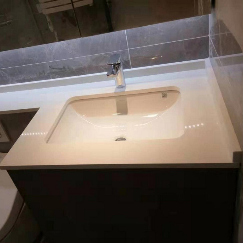 人造石英石浴室台面厕所洗漱盆 纯白色人造石洗手盆嵌入台下盆