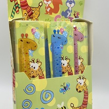 学生美术彩绘尺子可爱卡通造型长颈鹿小鹿画尺15CM动物尺儿童奖品