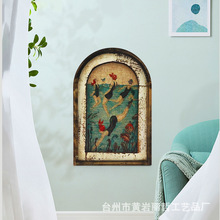 跨境美式墙面挂饰 复古墙面艺术品挂件装饰浴室客厅木质墙壁装饰