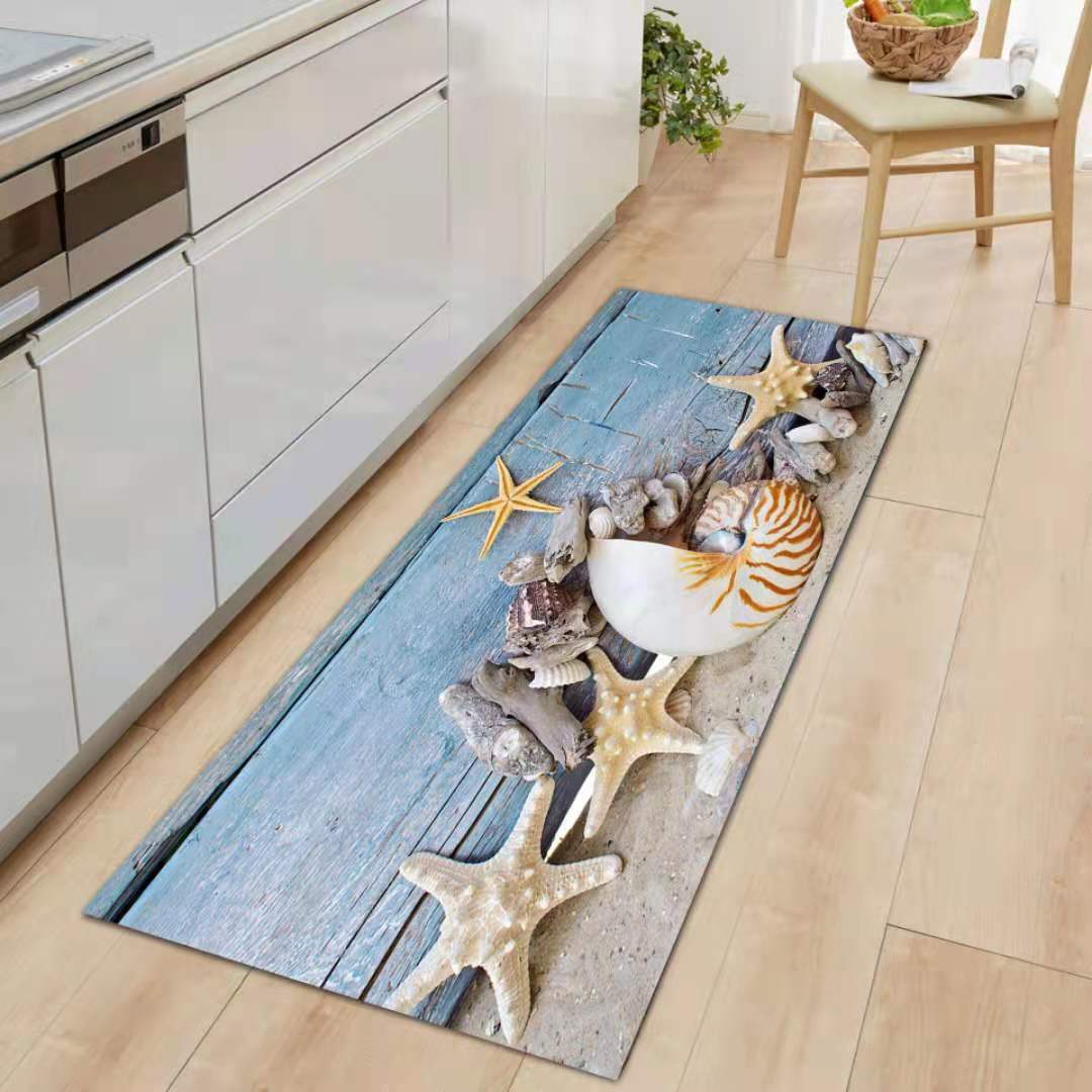 Cross-Border Hot Selling 3D Digital Printing Marine Starfish Series Floor Mat Kitchen Bathroom Non-Slip Mat Absorbent Floor Mat Carpet