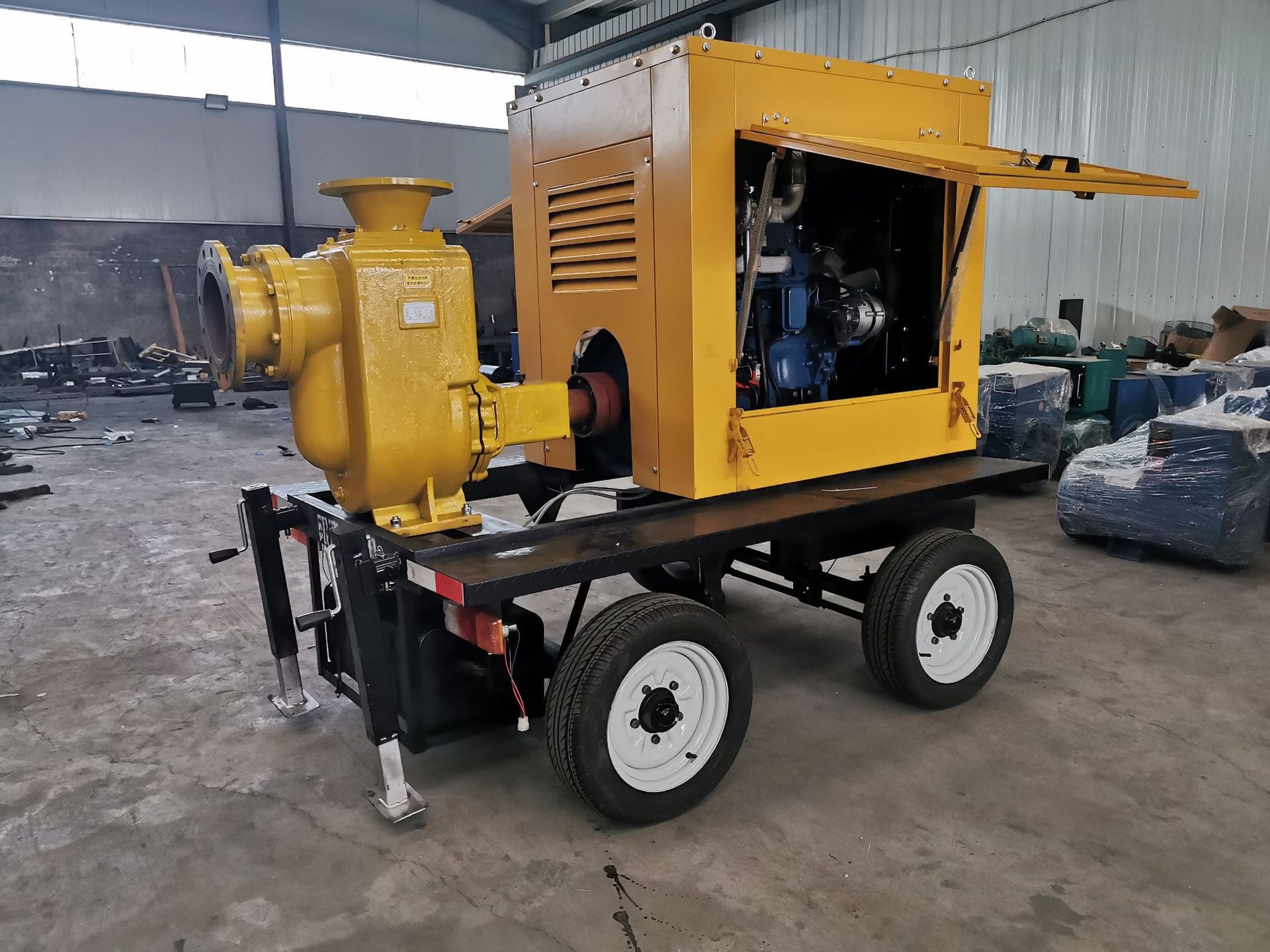 柴油水泵机组 防汛排涝移动排水泵车 移动拖车防雨棚水泵机组现货