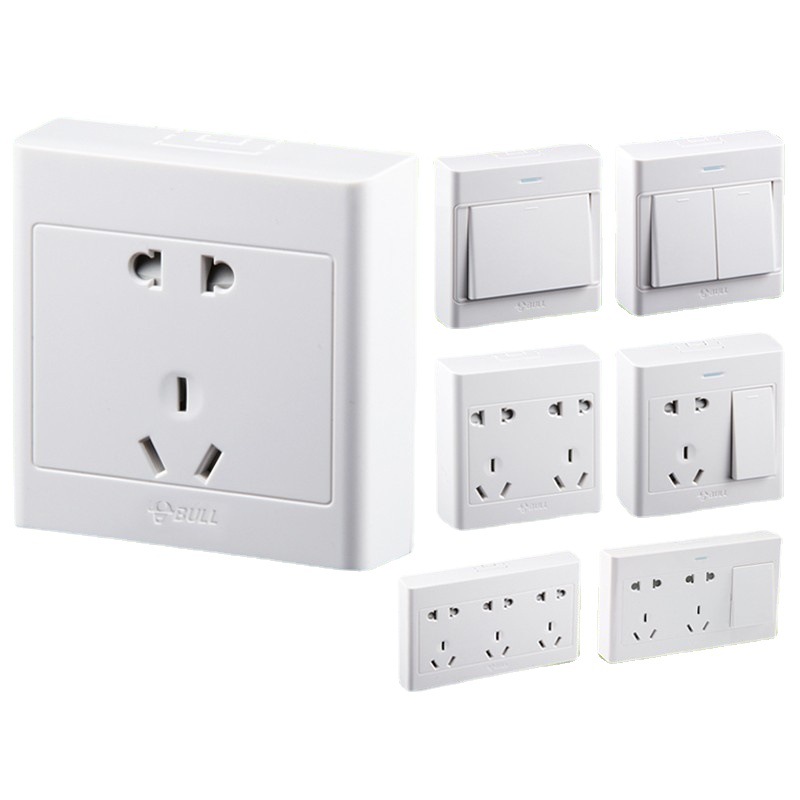 公牛明装插座开关86型明线盒灯座g09一开双控五孔两开16a两开10孔