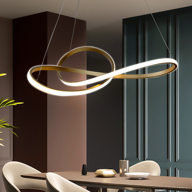 Modern Simple round Ring Living Room Lamps Creative Personality Dining Room Bar Bedroom Hotel round Art LED Chandelier