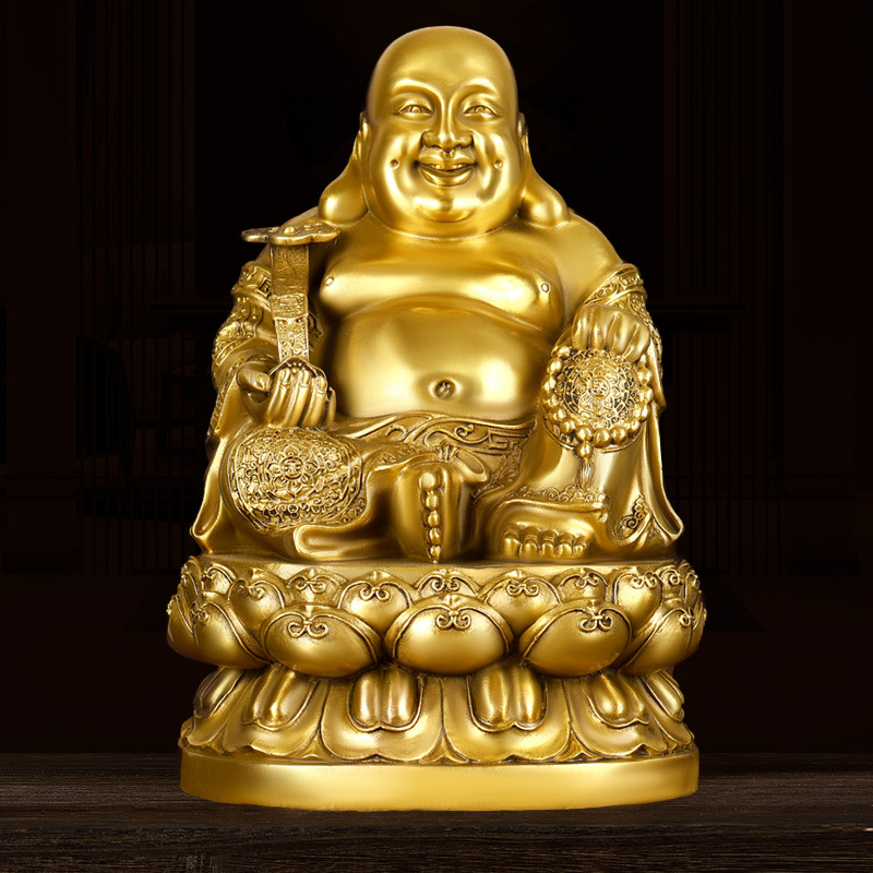 弥勒佛摆件纯铜大肚佛如意佛未来佛托宝佛家用客厅寺庙大号铜佛像