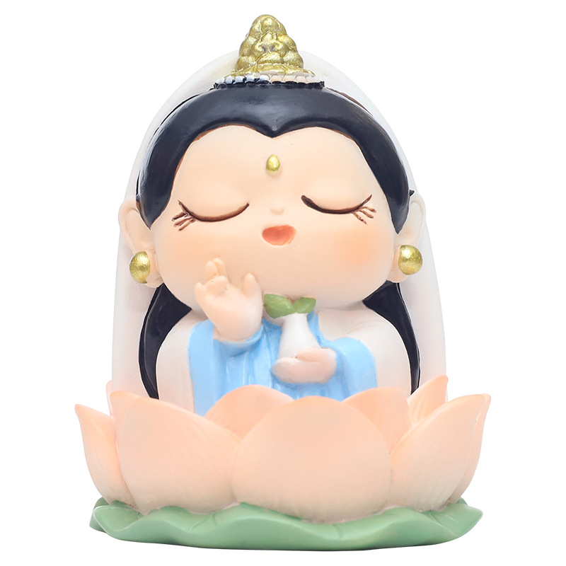 Happy Little Fairy Ornaments Creative Living Room Office Desk Surface Panel God of Wealth Guanyin National Trendy Style Figurine Garage Kits Small Ornaments