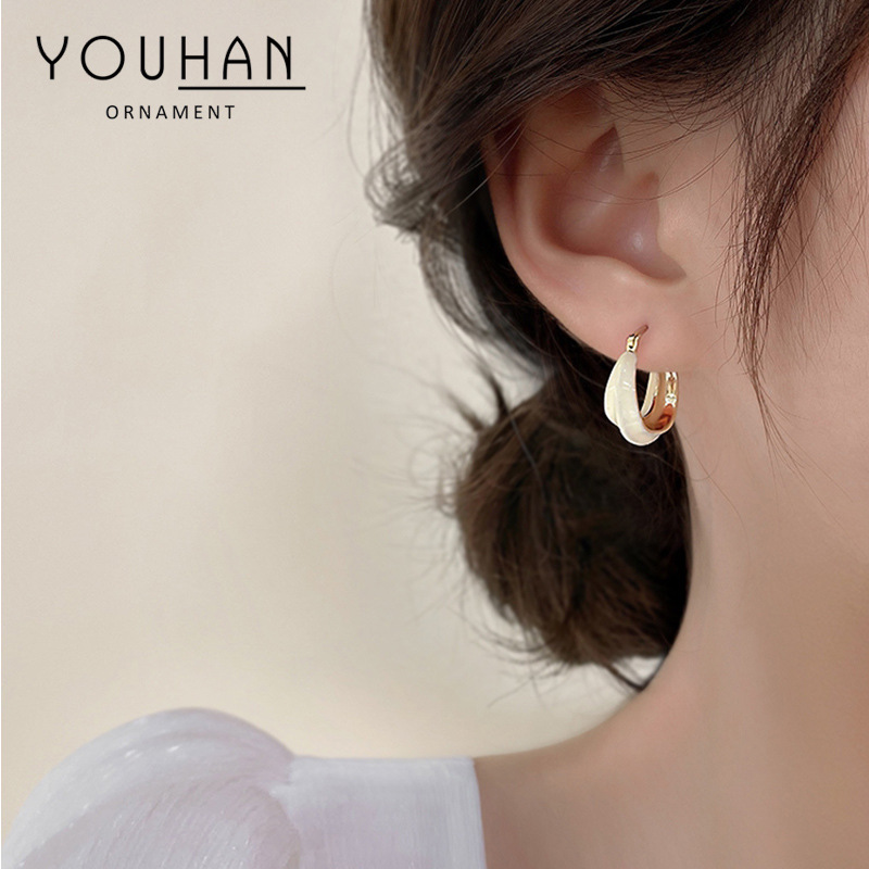 Korean Style Dongdaemun Elegant Earrings Women's All-Match Niche Design Painting Oil Earrings Personal Influencer Geometric Women's Earrings