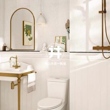 法式卫生间柔光奶白墙裙砖400x1200浴室厨房厕所护墙板餐厅背景墙