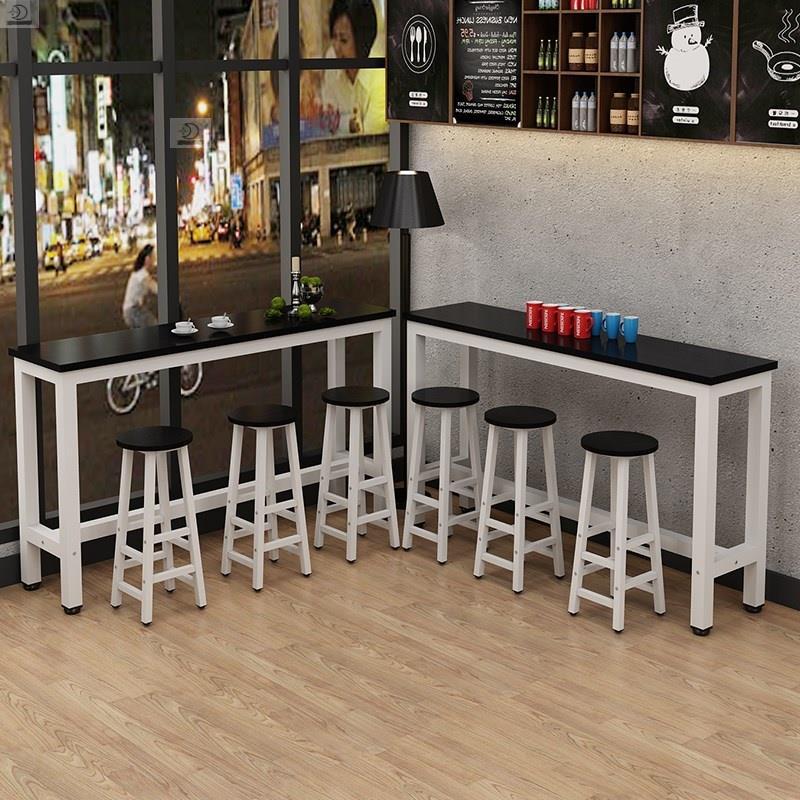 阳台吧台桌靠窗桌椅一体式高吧台桌美式奶茶店长条桌架子家用套装