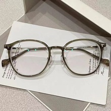 防蓝光平光眼镜女款高清护眼经典复古可爱椭圆框近视眼镜框架批发