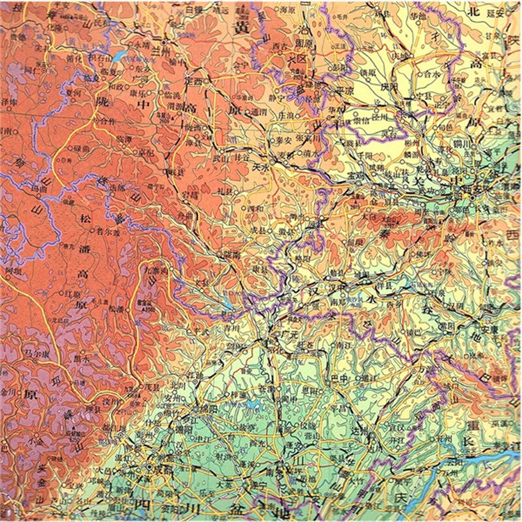 两全开系列地图中国地形图纸图贴图1495mm×1068mm中国地图出版社
