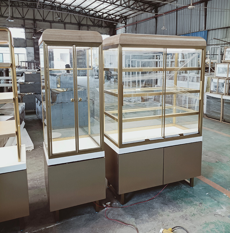 定制密度免漆板面包柜不锈钢展柜烘焙屋货架袋装包展示柜包夹柜台