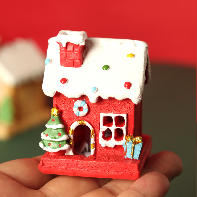 圣诞节礼物红色圣诞屋摆件发光小房子生日烘焙插件配蛋糕装饰摆件