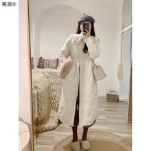 2021冬季新款韩版菱格中长款棉衣棉服女加厚外穿显瘦棉袄外套