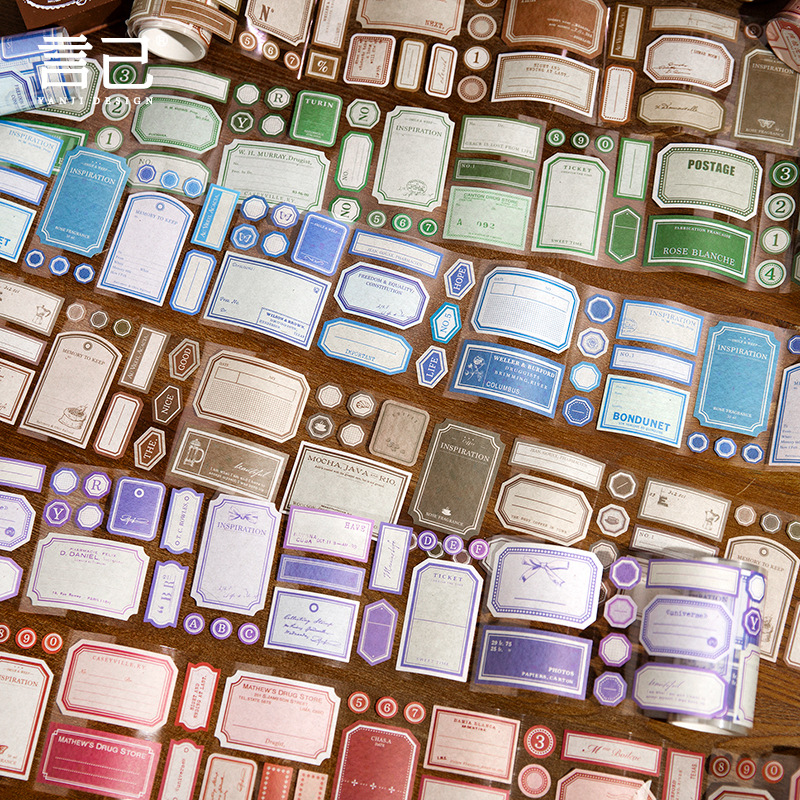 言己 复古标签小记系列和纸胶带 手帐diy装饰复古素材打底拼贴6款