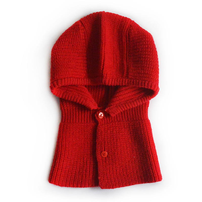 Chengwen New Children's Knitted Hat Fashion All-Match Scarf Hooded PNE-Piece Suit Boys and Girls Simple Solid Color Woolen Hat