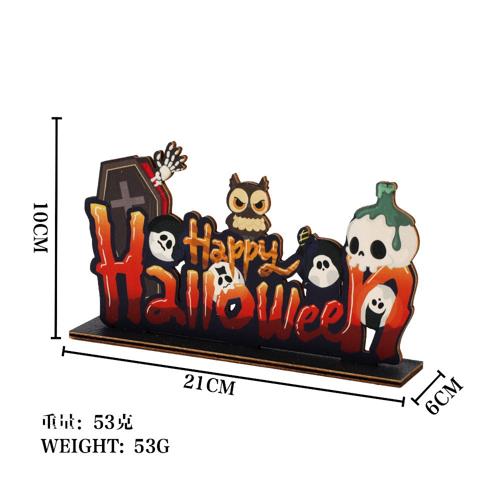 Halloween Wooden Decoration Party Bar Front Desk Wansheng Decoration Atmosphere Layout Supplies Desktop Decoration