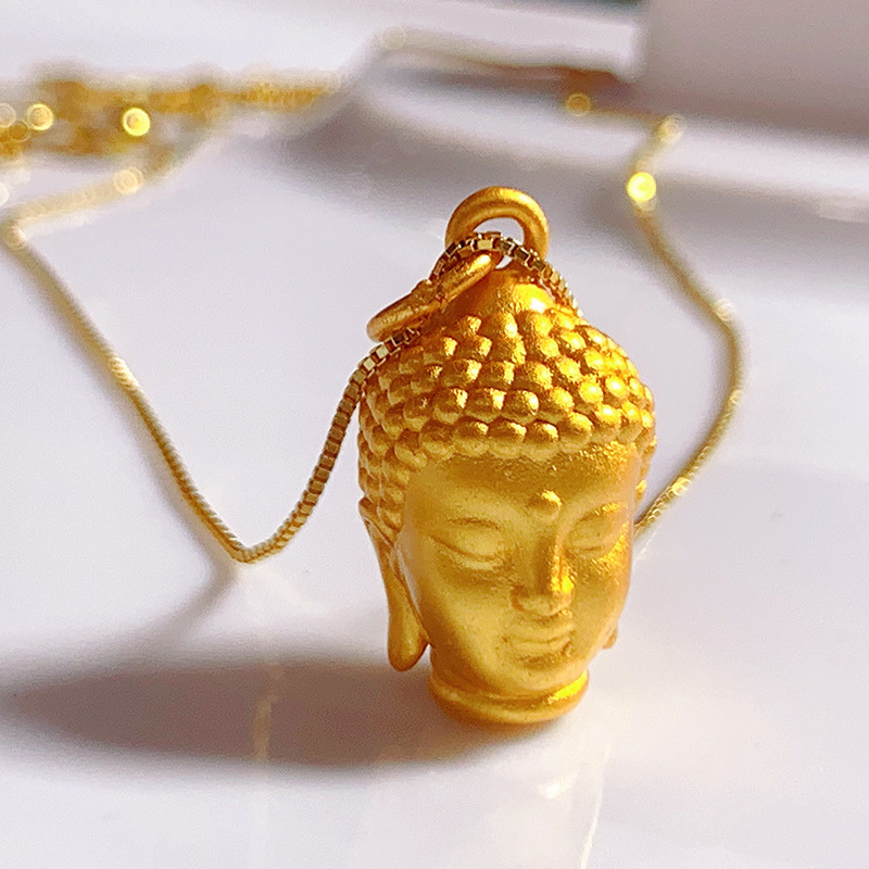 古法银如来佛头吊坠 3d硬金佛男女同款项链复古配饰直播带货礼品